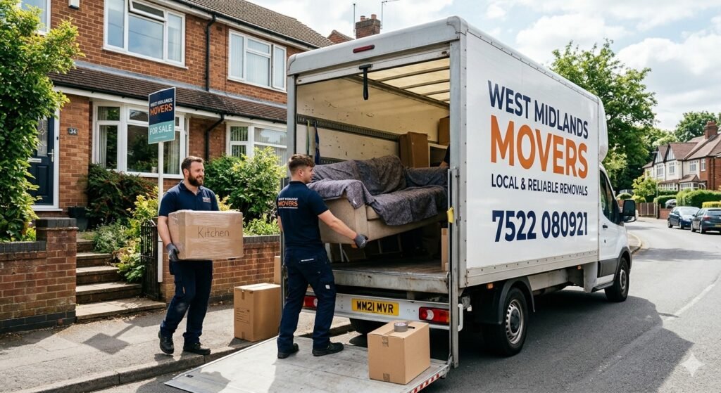 Trusted movers carrying furniture during a local removals service