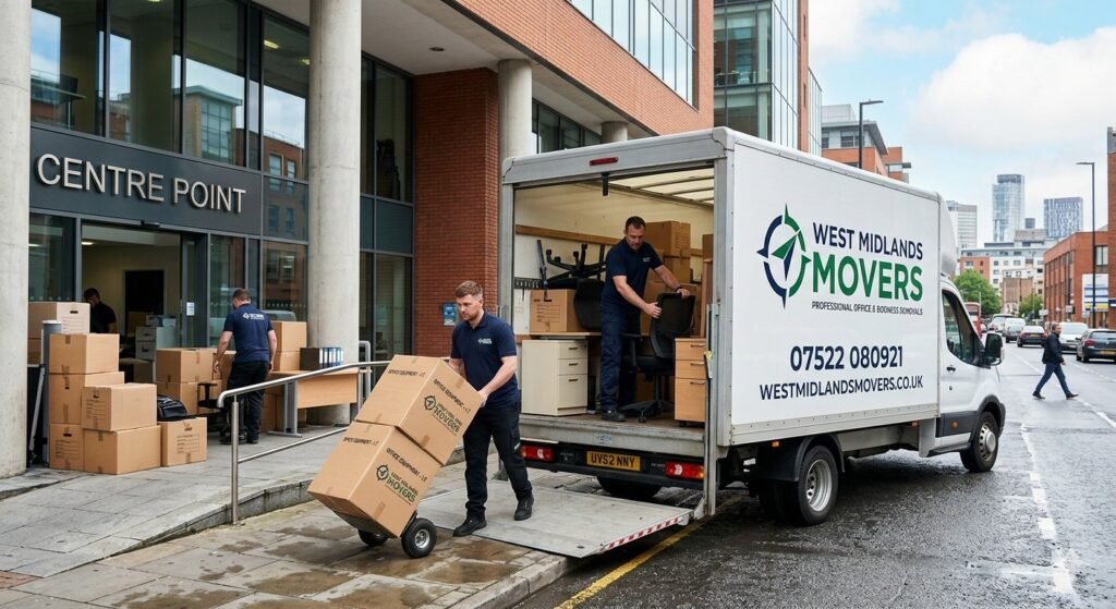 Office removals specialists packing computers and office equipment