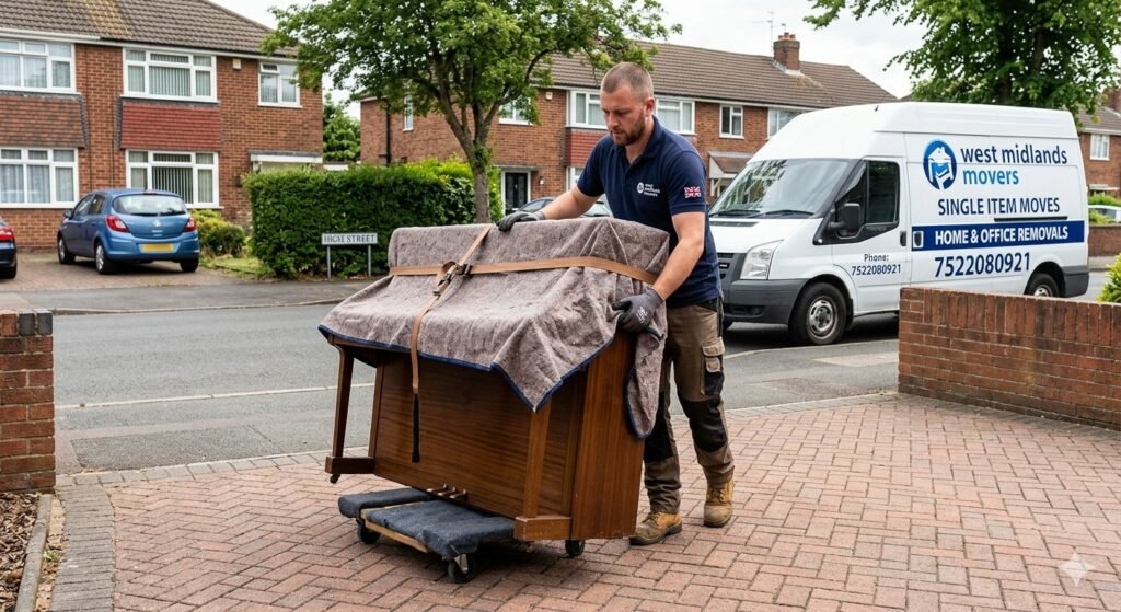Single item moving service delivering furniture to a customer