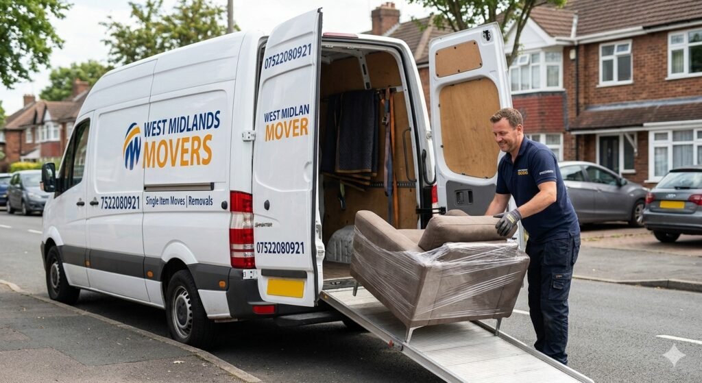 Modern removal van used for single item moving services