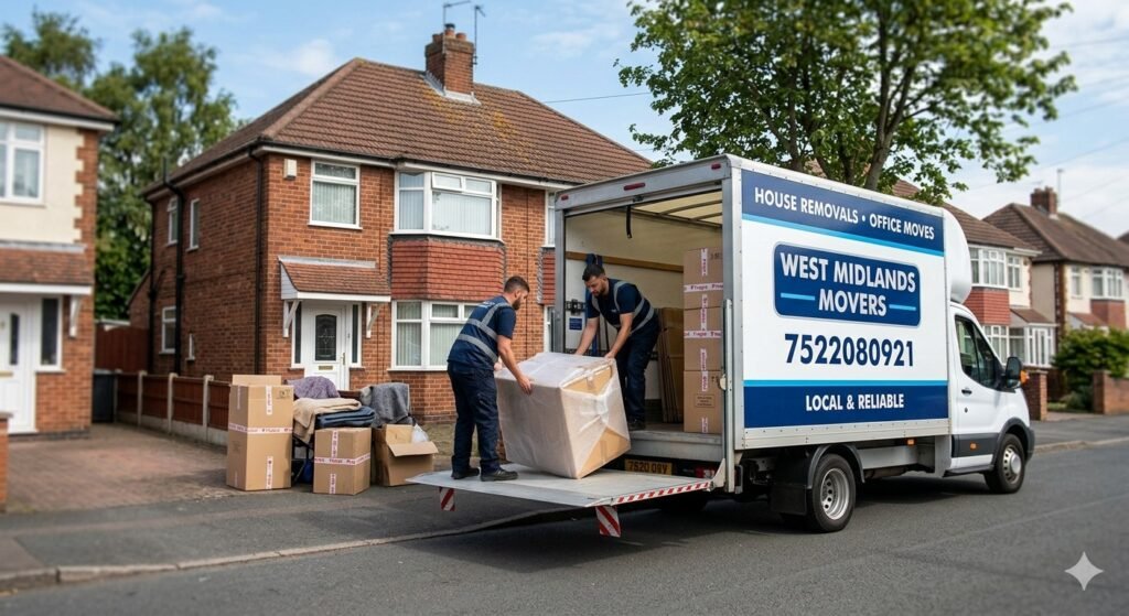 Delivery van of removals company operating across service areas