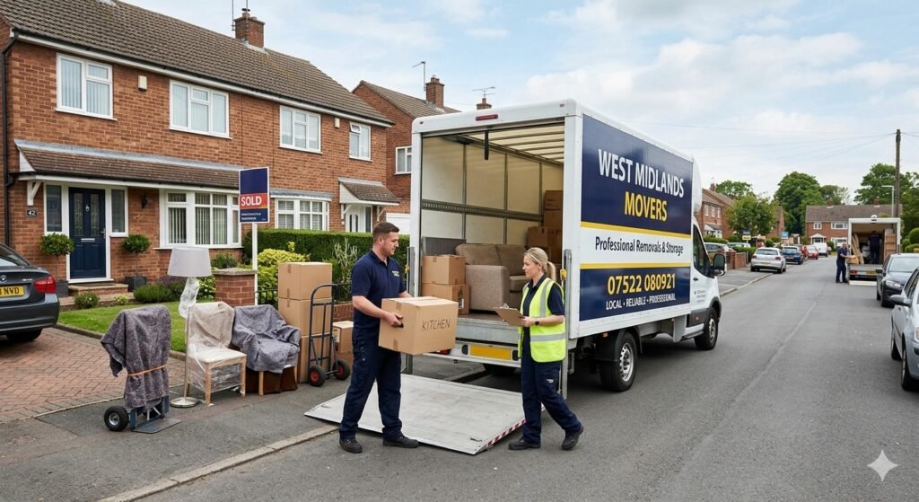 Experienced movers loading furniture into a removals van in Wolverhampton